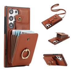 OEM - Mobilfodral f&ouml;r Samsung Galaxy S26 Ultra Kortfack Ring Konstl&auml;der Brun