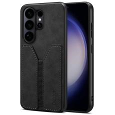 DENIOR - DENIOR Mobilfodral f&ouml;r Samsung Galaxy S26 Ultra Kortficka Konstl&auml;der + TPU Svart