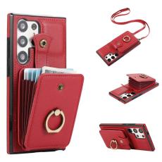 OEM - Mobilfodral f&ouml;r Samsung Galaxy S26 Ultra Ringh&aring;llare Kickstand Konstl&auml;der R&ouml;d