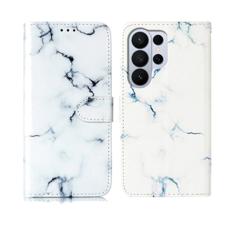 OEM - Pl&aring;nboksfodral f&ouml;r Samsung Galaxy S26 Ultra St&auml;llfunktion Konstl&auml;der Vit marmor