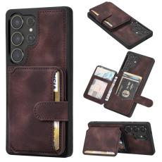 OEM - Pl&aring;nboksfodral f&ouml;r Samsung Galaxy S26 Ultra TPU + &Auml;kta l&auml;der - Kaffe