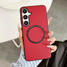 OEM - Mobilskal f&ouml;r Samsung Galaxy S26 Magnetiskt PU l&auml;der + PC - R&ouml;d