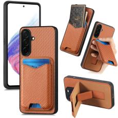 CASENEO - CASENEO Mobilskal f&ouml;r Samsung Galaxy S26 Plus F&auml;llbar Kickstand Konstl&auml;der Brun