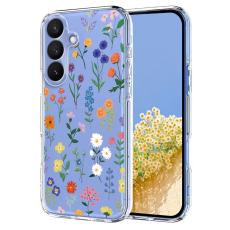 OEM - Mobilskal f&ouml;r Samsung Galaxy S26 Plus TPU - Prickiga blommor - Vit