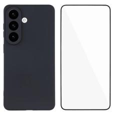 WANLONFENG - WANLONFENG Mobilskal f&ouml;r Samsung Galaxy S26 TPU med h&auml;rdat glas - Svart