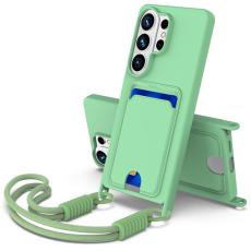 OEM - Mobilskal f&ouml;r Samsung Galaxy S26 Ultra Flytande silikon med kortfack - Gr&ouml;n