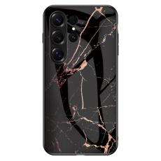 OEM - Mobilskal f&ouml;r Samsung Galaxy S26 Ultra H&auml;rdat glas Plast - Guld svart marmor