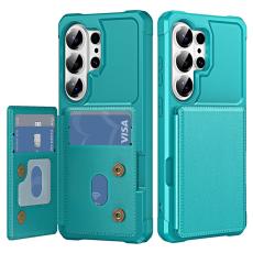 OEM - Mobilskal f&ouml;r Samsung Galaxy S26 Ultra Kickstand Kortfack Konstl&auml;der + TPU Gr&ouml;n