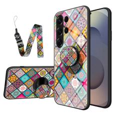 OEM - Mobilskal f&ouml;r Samsung Galaxy S26 Ultra Kickstand Tempered Glass - Rutig