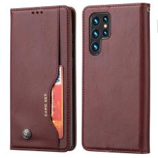 OEM - Mobilskal f&ouml;r Samsung Galaxy S26 Ultra Magnetiskt Konstl&auml;der St&auml;ll - M&ouml;rkbrun