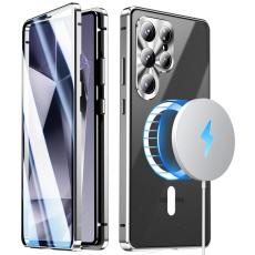 OEM - Mobilskal f&ouml;r Samsung Galaxy S26 Ultra Magnetiskt Tempererat Glas + PC - Silver