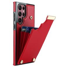 OEM - Mobilskal f&ouml;r Samsung Galaxy S26 Ultra TPU + Konstl&auml;der - R&ouml;d