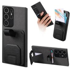 OEM - Mobilskal f&ouml;r Samsung Galaxy S26 Ultra TPU + Konstl&auml;der med kortfack - Svart