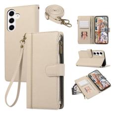 OEM - Mobilfodral f&ouml;r Samsung Galaxy S26 Konstl&auml;der Flera kortfack - Beige