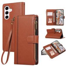 OEM - Mobilfodral f&ouml;r Samsung Galaxy S26 Konstl&auml;der Flera kortfack - Brun