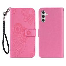 OEM - Pl&aring;nboksfodral f&ouml;r Samsung Galaxy S26 Konstl&auml;der med rem - Rosa