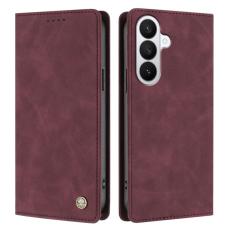 OEM - Pl&aring;nboksfodral f&ouml;r Samsung Galaxy S26 Konstl&auml;der RFID - Vinr&ouml;d