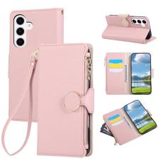 OEM - Pl&aring;nboksfodral f&ouml;r Samsung Galaxy S26 Plus Konstl&auml;der med rem - Rosa