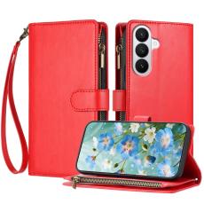 OEM - Pl&aring;nboksfodral f&ouml;r Samsung Galaxy S26 Plus Konstl&auml;der Stativ - R&ouml;d