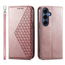 OEM - Pl&aring;nboksfodral f&ouml;r Samsung Galaxy S26 Plus Konstl&auml;der med handledsrem - Ros&eacute;guld