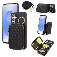 OEM - Mobilfodral f&ouml;r Samsung Galaxy S26 Plus Konstl&auml;der med kortfack - Svart