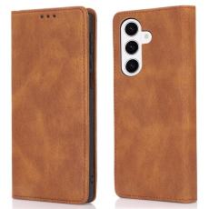 OEM - Pl&aring;nboksfodral f&ouml;r Samsung Galaxy S26 Plus Magnetiskt Konstl&auml;der - Brun