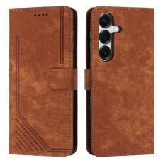 OEM - Mobilfodral f&ouml;r Samsung Galaxy S26 Plus St&auml;llfunktion Konstl&auml;der - Brun