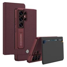 GKK - GKK Mobilfodral f&ouml;r Samsung Galaxy S26 Ultra Konstl&auml;der Kickstand - R&ouml;d