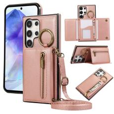 OEM - Pl&aring;nboksfodral f&ouml;r Samsung Galaxy S26 Ultra Konstl&auml;der Kickstand - Rosa