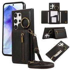 OEM - Pl&aring;nboksfodral f&ouml;r Samsung Galaxy S26 Ultra &Auml;kta l&auml;der Kickstand - Svart