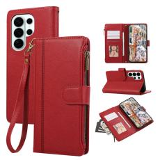 OEM - Mobilfodral f&ouml;r Samsung Galaxy S26 Ultra Konstl&auml;der med kortfack - R&ouml;d