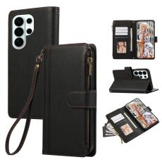 OEM - Mobilfodral f&ouml;r Samsung Galaxy S26 Ultra Konstl&auml;der med kortfack - Svart