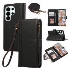 OEM - Mobilfodral f&ouml;r Samsung Galaxy S26 Ultra Konstl&auml;der med kortfack - Svart