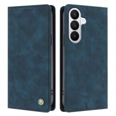 OEM - Pl&aring;nboksfodral f&ouml;r Samsung Galaxy S26 Ultra &Auml;kta l&auml;der RFID - M&ouml;rkbl&aring;