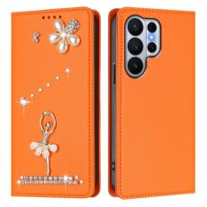 OEM - Pl&aring;nboksfodral f&ouml;r Samsung Galaxy S26 Ultra &Auml;kta l&auml;der RFID - Orange