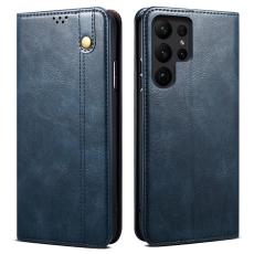 OEM - Pl&aring;nboksfodral f&ouml;r Samsung Galaxy S26 Ultra &Auml;kta l&auml;der St&auml;ll - Bl&aring;