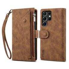 ESEBLE - ESEBLE Pl&aring;nboksfodral f&ouml;r Samsung Galaxy S26 Ultra &Auml;kta l&auml;der St&auml;ll - Brun