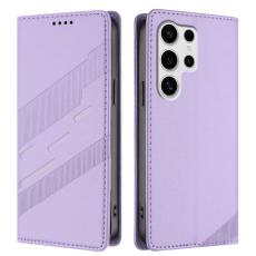 OEM - Pl&aring;nboksfodral f&ouml;r Samsung Galaxy S26 Ultra &Auml;kta l&auml;der St&auml;ll - Ljuslila