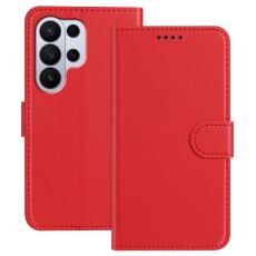 OEM - Pl&aring;nboksfodral f&ouml;r Samsung Galaxy S26 Ultra Konstl&auml;der St&auml;ll - R&ouml;d