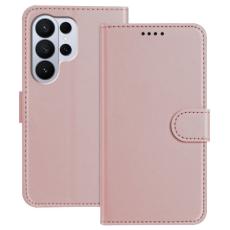 OEM - Pl&aring;nboksfodral f&ouml;r Samsung Galaxy S26 Ultra Konstl&auml;der St&auml;ll - Ros&eacute;guld