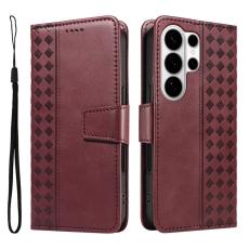 OEM - Pl&aring;nboksfodral f&ouml;r Samsung Galaxy S26 Ultra &Auml;kta l&auml;der St&auml;ll - Vinr&ouml;d