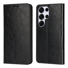 OEM - Pl&aring;nboksfodral f&ouml;r Samsung Galaxy S26 Ultra &Auml;kta l&auml;der - Svart