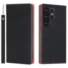 OEM - Pl&aring;nboksfodral f&ouml;r Samsung Galaxy S26 Ultra &Auml;kta l&auml;der - Svart