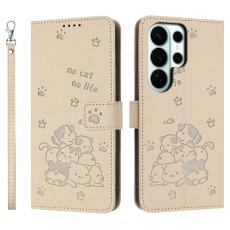 OEM - Pl&aring;nboksfodral f&ouml;r Samsung Galaxy S26 Ultra Konstl&auml;der - Beige