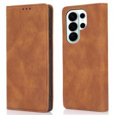 OEM - Pl&aring;nboksfodral f&ouml;r Samsung Galaxy S26 Ultra Magnetiskt Konstl&auml;der - Brun