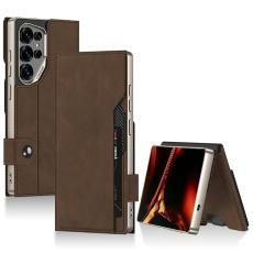 GKK - GKK Mobilfodral f&ouml;r Samsung Galaxy S26 Ultra Magnetiskt Konstl&auml;der - Brun