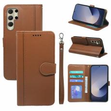 OEM - Pl&aring;nboksfodral f&ouml;r Samsung Galaxy S26 Ultra Magnetiskt Konstl&auml;der - Brun