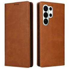 OEM - Pl&aring;nboksfodral f&ouml;r Samsung Galaxy S26 Ultra RFID Blocking Konstl&auml;der - Brun