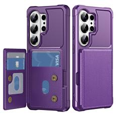 OEM - Mobilskal f&ouml;r Samsung Galaxy S26 Ultra Kickstand Kortfack Konstl&auml;der + TPU Lila