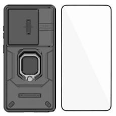 WANLONFENG - WANLONFENG Mobilskal f&ouml;r Samsung Galaxy S26 Ultra PC + TPU Kickstand - Svart